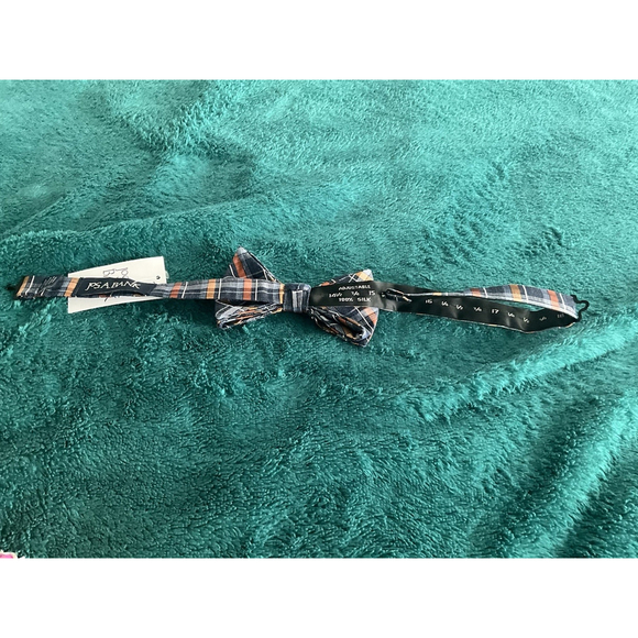 Jos A Bank Mens Blue Orange Plaid Bowtie Adjustable Formal Wedding Party Prom - Picture 6 of 8